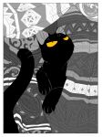  2021 ambiguous_gender black_body domestic_cat felid feline felis feral hi_res mammal paws solo tail whiskers yellow_eyes yorozumaru 