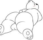  balls bear big_butt black_and_white blush butt camp14 cartoon_network chubby_anthro chubby_male genitals ice_bear looking_at_viewer looking_back looking_back_at_viewer lying male mammal monochrome on_front polar_bear sketch solo spread_legs spreading ursine we_bare_bears 