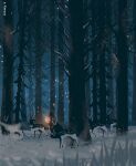  1other artist_name deer forest highres holding holding_lantern korean_commentary lantern long_hair nature original outdoors reinforced snow snowing tree winter 