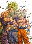  5boys abs angry antennae biceps black_wristband blank_eyes blue_wristband broly_(dragon_ball_super) clenched_hand closed_mouth colored_skin commentary_request debris dougi dragon_ball dragon_ball_super dragon_ball_super_broly dragon_ball_super_super_hero earrings fist_in_hand frown gloves gohan_beast green_hair grey_eyes grey_hair grey_sash grin hand_up hands_up highres jewelry legendary_super_saiyan male_focus multiple_boys muscular muscular_male namekian no_eyebrows open_mouth orange_piccolo orange_skin pectorals piccolo pointy_ears purple_eyes purple_hair red_eyes rock sash scar scar_on_cheek scar_on_face scratches serious simple_background smile son_gohan son_goku spiked_hair standing super_saiyan teeth tongue topless_male torn_clothes ultra_ego_(dragon_ball) ultra_instinct v-shaped_eyebrows vegeta veins white_background white_gloves wristband youngjijii 