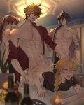  4boys abs absurdres aether_(genshin_impact) ahoge anal ass bangs black_hair black_pants blonde_hair blue_eyes blurry blurry_background blurry_foreground blush bottle braid candle closed_eyes collarbone cropped_shirt crotch_rub cum cum_in_ass diluc_(genshin_impact) doggystyle earrings from_behind genshin_impact grabbing_another&#039;s_hair ha_ze hair_between_eyes hand_on_another&#039;s_head highres indoors jewelry leaning_forward licking_lips long_hair male_focus masturbation moaning multiple_boys navel nipples nude on_table one_eye_closed open_clothes open_mouth orange_hair pants pectorals red_hair red_shirt sex sex_from_behind shirt short_hair sidelocks single_earring sweat sweatdrop table table_sex tartaglia_(genshin_impact) toned toned_male tongue tongue_out topless_male tying_hair yaoi yellow_eyes zhongli_(genshin_impact) 