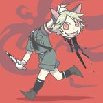  animal_ears blonde_hair blood cat_ears headless hellsing knife lowres male male_focus nekomimi red_eyes run running schr&ouml;dinger schrodinger schrã¶dinger smile 