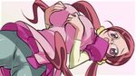  breasts cleavage glasses hanasaki_tsubomi heartcatch_precure! hikage_eiji large_breasts long_hair precure red_hair round_eyewear solo twintails very_long_hair 