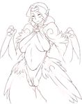  big_breasts blush breasts clothed clothing curvy female harpy large_breasts monochrome monster monster_girl nezumi nezunezu plump pussy skimpy smile talons uncensored wings 