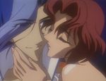  bare_shoulders blue_hair cap kiss revolutionary_girl_utena shoujo_kakumei_utena smile takatsuki_shiori tsuchiya_ruka 