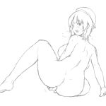  1girl 6q_(rokuku) anal_fingering anus ass ass_focus back backboob bangs beret blush bottomless breasts breath completely_nude embarrassed female_masturbation fingering from_behind full_body hat heavy_breathing highres kantai_collection masturbation nude open_mouth short_hair sidelocks takao_(kancolle) 