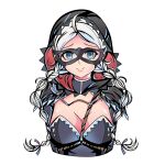  1girl absurdres ahoge blue_earrings blue_eyes blue_ribbon braid breasts chain cleavage closed_mouth commission commissioner_upload crystal_earrings earrings eye_mask fire_emblem fire_emblem_fates fire_emblem_heroes gold_chain hair_ribbon highres hood hood_up jewelry long_hair looking_at_viewer low_twin_braids medium_breasts nina_(fire_emblem) nina_(thief)_(fire_emblem) non-web_source o-ring official_alternate_costume portrait ribbon smile solo turtleneck twin_braids zeinvultrum 