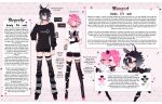  2boys black_hair ear_piercing highres horns lip_piercing mazamuno mongrel_(mazamuno) mouth_piercing multiple_boys nail_art original piercing pink_eyes pink_hair pink_nails reference_sheet source_request third-party_source white_horns yaoi 