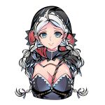  1girl absurdres ahoge blue_earrings blue_eyes blue_ribbon braid breasts chain cleavage closed_mouth commission commissioner_upload crystal_earrings earrings fire_emblem fire_emblem_fates fire_emblem_heroes gold_chain hair_ribbon highres hood hood_up jewelry long_hair looking_at_viewer low_twin_braids medium_breasts nina_(fire_emblem) nina_(thief)_(fire_emblem) non-web_source o-ring official_alternate_costume portrait ribbon smile solo turtleneck twin_braids zeinvultrum 