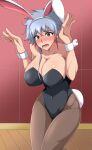  1girl bleach blush breasts highres honotomo7 kotetsu_isane playboy_bunny solo tears teeth tongue 