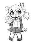  5_fingers anthro antlers big_eyes bottomwear capreoline checkered_clothing clothing deer deltarune doe_with_antlers female fingers freckles gesture hooves horn knock-kneed mammal monochrome noelle_holiday pattern_clothing pigtails reindeer skirt smile solo soulcentinel sweater sweater_vest topwear undertale_(series) vest waving young 
