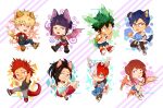  3girls 5boys animal_ears arm_behind_head backpack bag bakugou_katsuki bangs bat_ears bat_girl bat_wings bird_girl bird_tail bird_wings black_hair blonde_hair blue_eyes blue_hair blunt_bangs boku_no_hero_academia boots brown_eyes brown_hair brown_wings burn_scar cat_boy cat_ears cat_tail chibi claws clenched_hands closed_mouth commentary deer_antlers deer_boy deer_ears deer_tail dog_boy dog_ears dog_tail dragon_boy dragon_tail dress english_commentary fangs feathered_wings fox_ears fox_girl fox_tail freckles full_body glasses green_eyes green_hair grey-framed_eyewear grey_eyes heart heterochromia iida_tenya jirou_kyouka kemonomimi_mode kirishima_eijirou long_hair looking_at_viewer midoriya_izuku multicolored_hair multiple_boys multiple_girls one_eye_closed open_mouth orange_eyes pants purple_eyes purple_hair purple_wings rabbit_boy rabbit_ears rabbit_tail red_eyes red_hair rhombus scar scar_on_face scarf shirt shoes short_hair shorts simple_background smile spiked_hair spiral split-color_hair star_(symbol) tail thatmightyheart todoroki_shouto tongue tongue_out two-tone_hair uraraka_ochako v white_background white_hair wings yaoyorozu_momo 