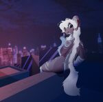  abhor_moon_(artist) blue_body city city_background cityscape female hi_res hyena mammal 