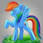  1:1 absurd_res blue_body blue_fur butt equid equine eyes_closed female feral friendship_is_magic fur hair hasbro hexecat hi_res mammal multicolored_hair multicolored_tail my_little_pony pegasus rainbow_dash_(mlp) smile solo tail wings 