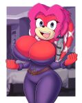  absurd_res anthro archie_comics belt big_breasts breasts clothing echidna female fist fur hair hi_res huge_breasts lien-da mammal monotreme open_mouth pink_hair prosthetic raki_boi red_body red_fur rubber rubber_clothing rubber_suit sega small_clothing smile solo sonic_the_hedgehog_(archie) sonic_the_hedgehog_(comics) sonic_the_hedgehog_(series) thick_thighs tight_clothing zipper 