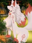  anthro big_breasts breasts canid canine english_text faroula_twitt female female_anthro fingers fox fur hair hi_res looking_at_viewer mammal nude smile solo text tongue white_body white_fur 