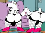  absurd_res anthro big_butt brian_griffin butt canid canine canis clothing domestic_dog duo family_guy footwear hi_res jasper_(family_guy) lingerie male male/male mammal staring_at_ass tbfm 