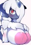  absol anthro areola big_breasts blush breasts female generation_3_pokemon hand_on_breast looking_at_viewer nekoyuu nintendo open_mouth pokemon pokemon_(species) pokemorph red_eyes solo thick_thighs white_body 