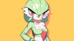  16:9 breasts drunk_oak female gardevoir generation_3_pokemon green_hair hair hi_res humanoid looking_at_viewer nintendo pokemon pokemon_(species) red_eyes red_tongue solo tongue white_body widescreen 