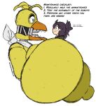  2023 absurd_res animatronic anthro areola avian beak between_breasts big_areola big_breasts big_nipples bird blue_eyes breasts chicken dialogue digital_media_(artwork) duo ellipsis english_text eye_contact female five_nights_at_freddy&#039;s five_nights_at_freddy&#039;s_2 galliform gallus_(genus) hair hi_res huge_breasts human hyper hyper_breasts larger_female looking_at_another machine male mammal nipples non-mammal_nipples open_beak open_mouth phasianid purple_hair red_eyes robot scottgames size_difference smaller_male text white_body white_skin withered_chica_(fnaf) yellow_areola yellow_body yellow_nipples zoruadrawsstuff 