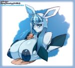  anthro areola big_breasts blue_areola blue_body blue_fur blue_nipples bodily_fluids breast_play breast_squish breasts cum cum_on_face cumshot duo edit eeveelution ejaculation female fur generation_4_pokemon genital_fluids glaceon hb-viper hi_res huge_breasts human human_on_anthro interspecies male male/female mammal nintendo nipples pokemon pokemon_(species) pokephilia puffy_nipples sex signature simple_background squish titfuck white_body white_skin 