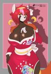  ailurid anthro asian_clothing big_breasts breasts cleavage clothed clothing east_asian_clothing female female_focus fully_clothed hair hi_res japanese_clothing kimono looking_at_viewer mammal red_hair red_panda simple_background sly_shadex solo yellow_eyes 
