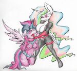 2016 anthro anthrofied bedroom_eyes belt big_breasts biped bodily_fluids bodysuit breasts cleavage clothed clothing dominant dominant_female duo equid equine feathered_wings feathers female female/female friendship_is_magic fur gloves hair handwear hasbro holding_horn horn mammal masked_matter-horn_(mlp) multicolored_hair my_little_pony narrowed_eyes nekotigerfire open_mouth pink_eyes power_ponies_(mlp) princess_celestia_(mlp) princess_twilight_sparkle_(mlp) purple_body purple_fur red_clothing red_gloves red_handwear seductive simple_background skinsuit smile spread_wings submissive submissive_female tears tight_clothing tongue tongue_out torn_clothing traditional_media_(artwork) twilight_sparkle_(mlp) two_tone_hair two_tone_tail unguligrade_anthro white_background white_body white_fur wing_boner winged_unicorn wings 