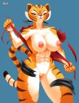  abs anthro areola big_breasts blue_background breasts brown_stripes cheek_tuft clothing dreamworks eyelashes facial_tuft felid female fur genitals hi_res huge_breasts kung_fu_panda mammal markings master_tigress mitiz-art muscular muscular_female nipples nude orange_body orange_fur pantherine pink_areola pink_nipples pussy red_eyes simple_background solo striped_body striped_markings striped_tail stripes tail tail_markings thick_thighs tiger torn_clothing tuft undressing white_body white_fur wide_hips yellow_sclera 