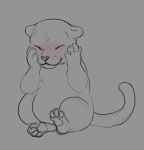  ambiguous_gender blush chibi closed_smile eyes_closed felid feral front_view full-length_portrait mammal mouth_closed partially_colored pawpads portrait roobin simple_background solo 