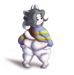  absurd_res alpha_channel ambiguous_gender anthro big_butt butt canid canine canis clothing domestic_cat domestic_dog felid feline felis fuzefurry hi_res holding_butt huge_butt huge_thighs hybrid looking_back mammal short_stack smile smiling_at_viewer solo sweater tem temmie_(undertale) thick_thighs tiptoes topwear undertale undertale_(series) 