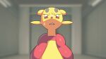  16:9 2023 blurred_background bodily_fluids drunk_oak front_view generation_5_pokemon hi_res inside mienfoo multicolored_body nintendo pokemon pokemon_(species) red_body solo sweat sweatdrop teeth widescreen yellow_body yellow_ears yellow_face yellow_head 