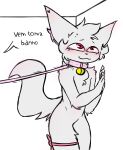  anthro big_ears big_eyes canid canine canis collar cute_expression fennec fox heart_(marking) hi_res hybrid male mammal portuguese_text smile solo tail text translation_request wolf xiomih 