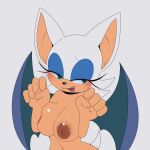  1:1 2023 absurd_res anthro apinkgrape areola bat big_areola big_breasts big_nipples blush breasts eyeshadow female green_eyes hair hi_res makeup mammal membrane_(anatomy) membranous_wings navel nipples nude open_mouth open_smile rouge_the_bat sega simple_background smile solo sonic_the_hedgehog_(series) white_hair wings 