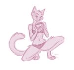  2023 anthro bra clothing felid feline felis female lingerie mammal monochrome nicnak044 panties pink_and_white pinup pose sketch solo underwear 