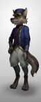  anthro canid canine canis clothing delivery_(commerce) delivery_employee domestic_dog gold_(metal) hi_res male mammal oldschool postal_carrier postal_delivery realistic solo thepimpartist uniform wolf 