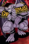  balls big_muscles claws clenched_teeth disney edit empty_eyes erection fangs gargoyle gargoyles genitals goliath_(gargoyles) hair hi_res long_hair male membrane_(anatomy) membranous_wings muscular othelo penis purple_body solo teeth wings 