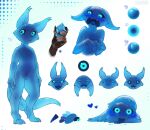  2022 biped black_sclera blue_body blue_ears blue_eyes blue_inner_ear blue_tail blue_tongue cheek_tuft dated expression_sheet facial_tuft featureless_crotch front_view hi_res lostgoose male model_sheet mouth_closed open_mouth open_smile signature simple_background smile solo standing tail tongue tuft white_background 