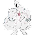  2022 big_butt big_muscles broly_culo burntbeebs butt butt_focus crouching grey_body grey_butt hi_res humanoid looking_back male meme minos_prime_(ultrakill) muscular muscular_humanoid muscular_male new_blood_interactive parody simple_background solo spread_legs spreading ultrakill white_background 