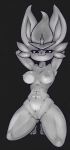  2023 :3 abs absurd_res anthro areola big_breasts breasts cheek_tuft cinderace crotch_tuft digital_media_(artwork) eyelashes facial_tuft feet female front_view fur generation_8_pokemon genitals greyscale hands_behind_head hi_res kneeling looking_at_viewer monochrome muscular muscular_anthro muscular_female navel nebssik nintendo nipples nude pokemon pokemon_(species) pose pussy simple_background smile solo thick_thighs toes tuft wide_hips 