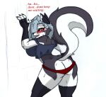  anthro aroused big_breasts blush bodily_fluids breasts butt canid canid_demon clothing demon female fluffy fluffy_tail hellhound helluva_boss loona_(helluva_boss) mammal pace-maker panties solo sweat tail underwear 