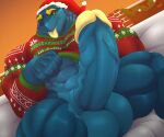  6:5 abs absurd_res anthro balls biceps big_balls big_penis biped black_sclera blep blue_body christmas christmas_clothing christmas_headwear christmas_sweater christmas_topwear clothing erection fish genitals glans hat headgear headwear hi_res holidays huge_balls huge_penis humanoid_genitalia humanoid_penis hyper hyper_genitalia hyper_penis looking_at_viewer male marine muscular muscular_anthro muscular_male muscular_thighs penis santa_hat shark solo sweater sweater_lift tongue tongue_out topwear vein veiny_penis xamz xavier_(xamz) yellow_eyes yellow_glans yellow_tongue 