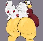  2023 absurd_res ampharos anthro big_breasts big_butt bodily_fluids breasts butt digital_media_(artwork) female generation_2_pokemon hi_res huge_breasts huge_butt huge_thighs looking_at_viewer mega_ampharos mega_evolution nintendo pokemon pokemon_(species) presenting rear_view solo sweat sweaty_butt thick_thighs tongue tongue_out xytora 