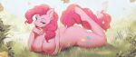  absurd_res anthro anthrofied areola big_breasts blue_eyes breasts butt butt_from_the_front earth_pony equid equine female friendship_is_magic fur grass hair hasbro hi_res hooves horse lying mammal mashiro_sssinohu my_little_pony nipples nude on_front pink_areola pink_body pink_fur pink_hair pink_nipples pinkie_pie_(mlp) plant pony solo tree 