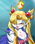  alternate_color alternate_hairstyle asian_clothing big_breasts blonde_hair blush breasts clothing cocco collar crown disney ear_piercing ear_ring east_asian_clothing eyelashes fangs female fire hair headgear hekapoo hi_res horn horned_humanoid humanoid japanese_clothing japanese_school_uniform jewelry lidded_eyes lipstick makeup meme not_furry pale_skin piercing red_eyes ring_piercing sailor_moon_redraw_challenge school_uniform serafuku solo star_vs._the_forces_of_evil teeth tiara uniform 
