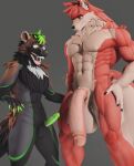  3d_(artwork) 5_fingers abs anthro balls big_balls big_penis black_body black_claws black_fur black_nose brown_body brown_fur canid canine canis chest_tuft clawed_fingers claws danny_sterling_(spitfire420007) digital_media_(artwork) duo ear_tuft fingers fur genitals gloves_(marking) green_claws green_eyes head_tuft hi_res huge_balls huge_penis humanoid_genitalia humanoid_penis hyper hyper_genitalia hyper_penis larger_male male male/male mammal markings muscular muscular_male neck_tuft open_mouth orange_eyes pecs penis penis_size_difference red_body red_fur simple_background size_difference small_balls small_penis smaller_male sneakyphox standing tuft vein veiny_muscles veiny_penis white_body white_fur wolf 