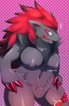  absurd_res anthro big_breasts breasts canid canine claws featureless_crotch female generation_5_pokemon hi_res kemono_tk mammal nintendo nude pokemon pokemon_(species) slightly_chubby slightly_chubby_anthro slightly_chubby_female smile solo zoroark 