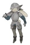  2023 anthro armor belt biped blonde_hair boots bottomwear chausses clothed clothing cuirass faulds female footwear fur furgonomic_headwear furgonomics gambeson gauntlets gloves grey_eyes hair handwear headgear helmet hi_res holding_object holding_sword holding_weapon lagomorph landylyn_(yitexity) leporid mammal medieval_armor melee_weapon pants plackart plate_armor rabbit scut_tail short_tail simple_background solo spaulder standing sword tail tassets weapon white_background white_body white_fur yitexity 