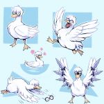  1:1 anatid anseriform avian bird blue_background duck eyewear flower glasses hi_res male mousse_(ranma_1/2) plant ranma_1/2 simple_background variations water white_wings wings 