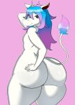  andy_(thirstydraws) anthro big_butt butt butt_focus cherryfox73 equid equine hair hand_on_butt hi_res horn huge_butt looking_at_viewer male mammal multicolored_hair pose raised_tail simple_background smile solo tail tail_tuft thick_thighs tuft unicorn wide_hips 