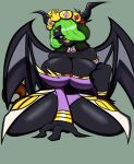  absurd_res anthro bedroom_eyes big_breasts breasts cleavage clothed clothing crown demon duumsdey friday_night_funkin&#039; green_hair hair headgear hi_res horn jewelry narrowed_eyes seductive smile wings 